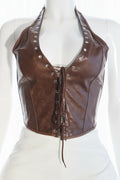 Cowgirl Brown Halter Top Corset