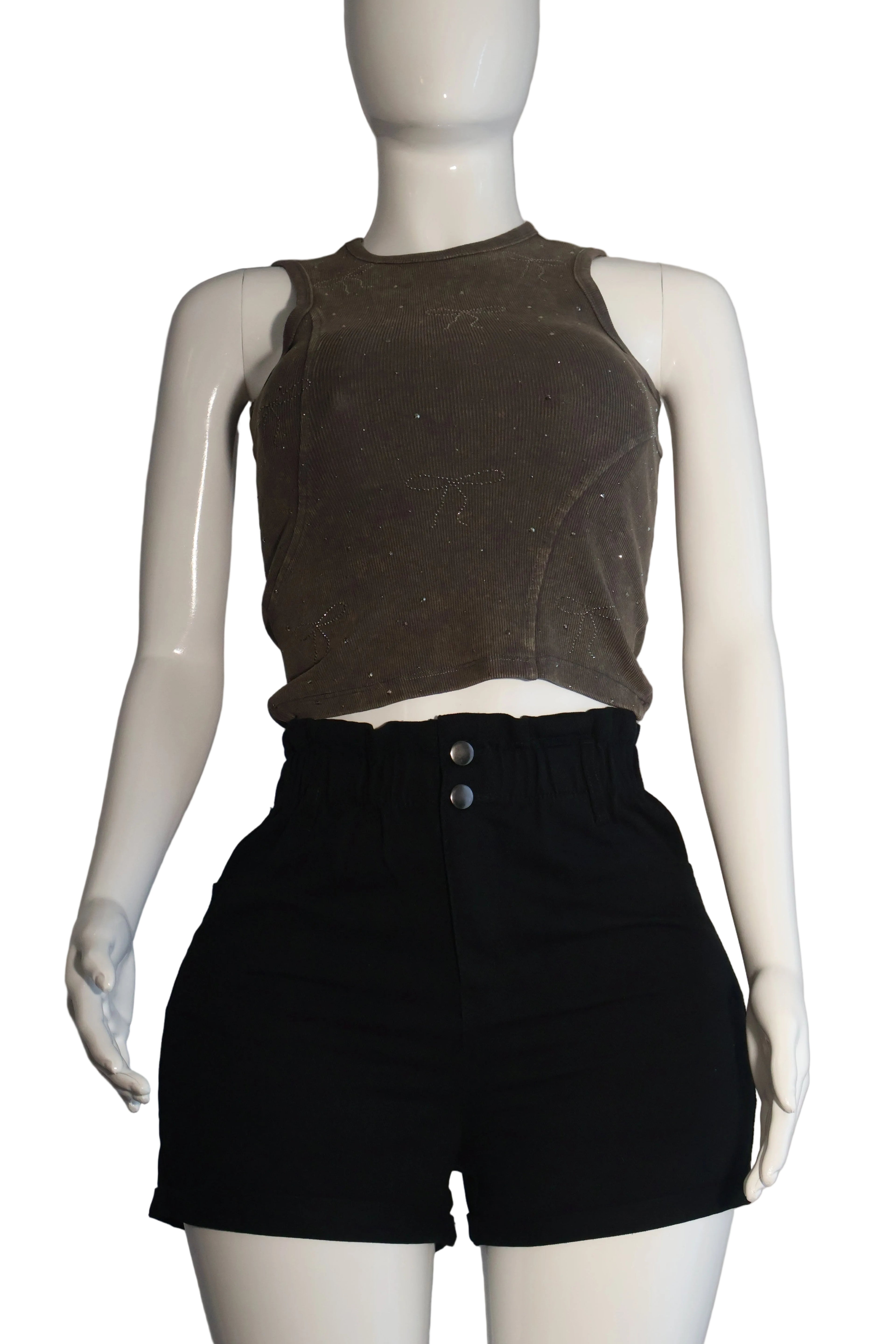 Rhinestone Ribbon Tank Top