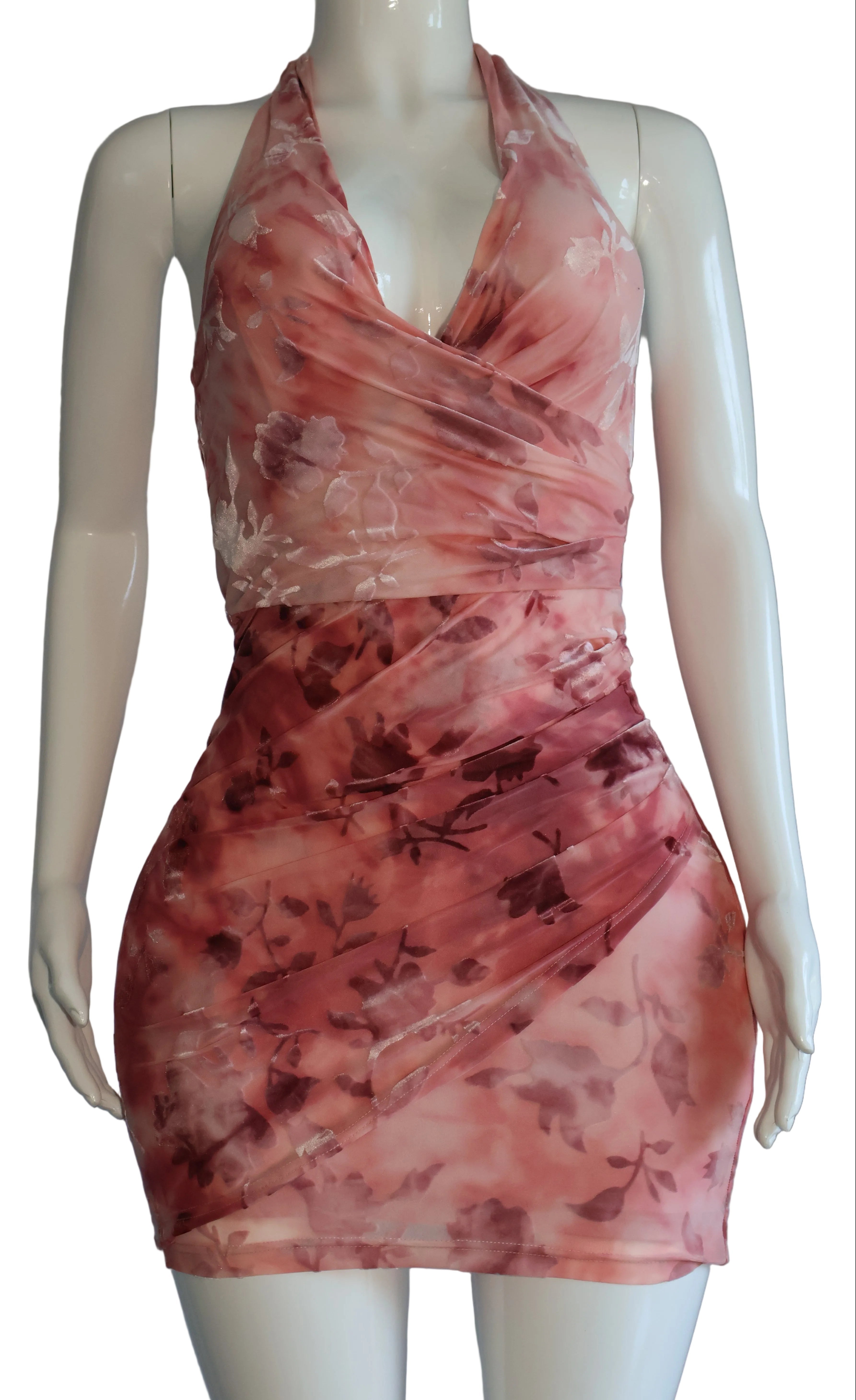 Blush Bloom Halter Dress