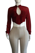 Crimson Flutter Top