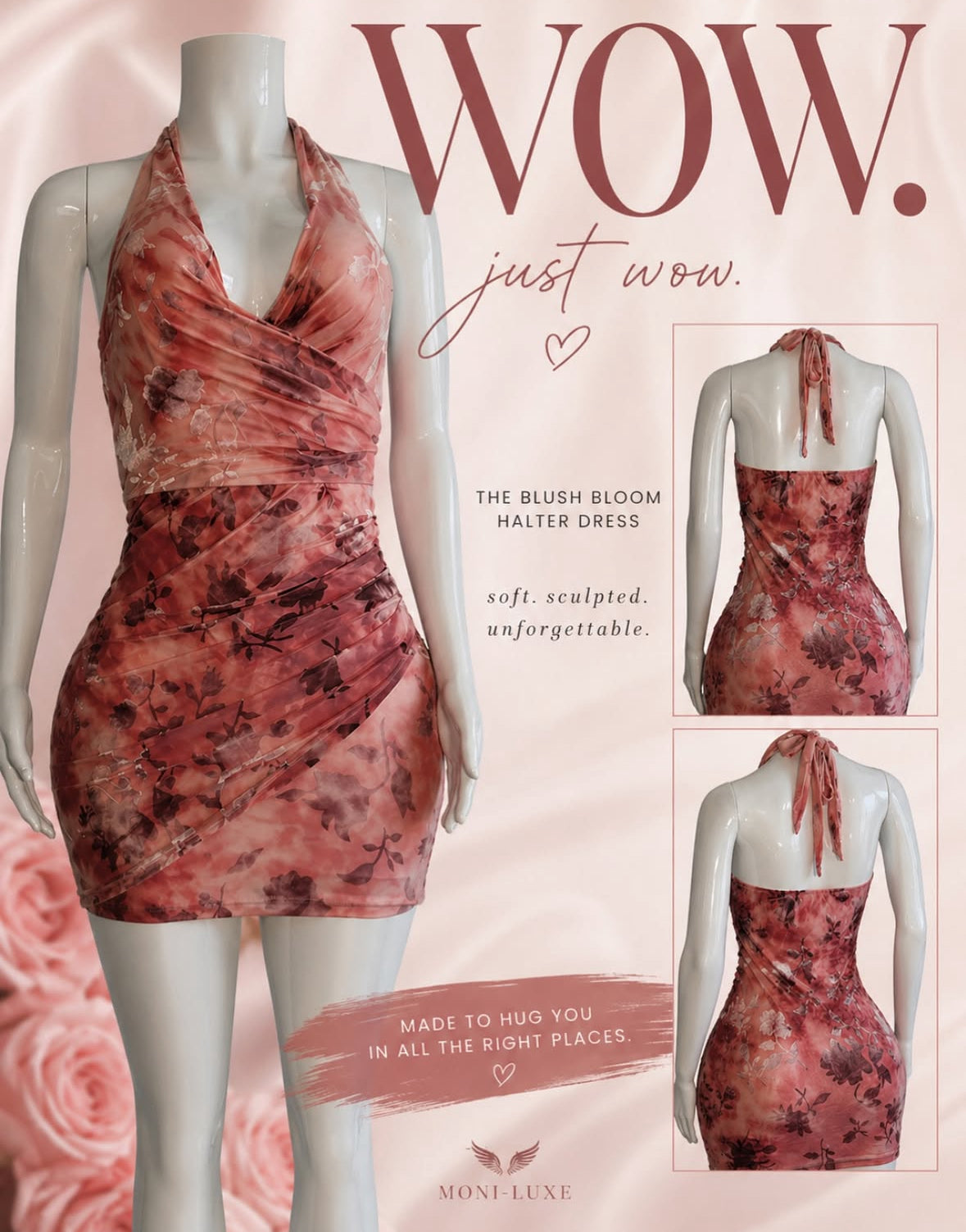 Blush Bloom Halter Dress